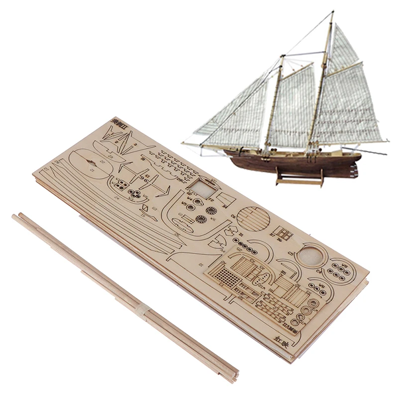 

DIY 1:120 Wooden Assembly Sailing Ship Model Classic Sailing Boat Laser Cutting Process Puzzle Toys