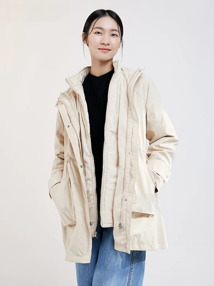 

Shokay Casual Outerwear Detachable Women's Two-Piece Set Fashionable Warmth Eco-Ocean Theme Zipper Closure Long Sleeve Hooded