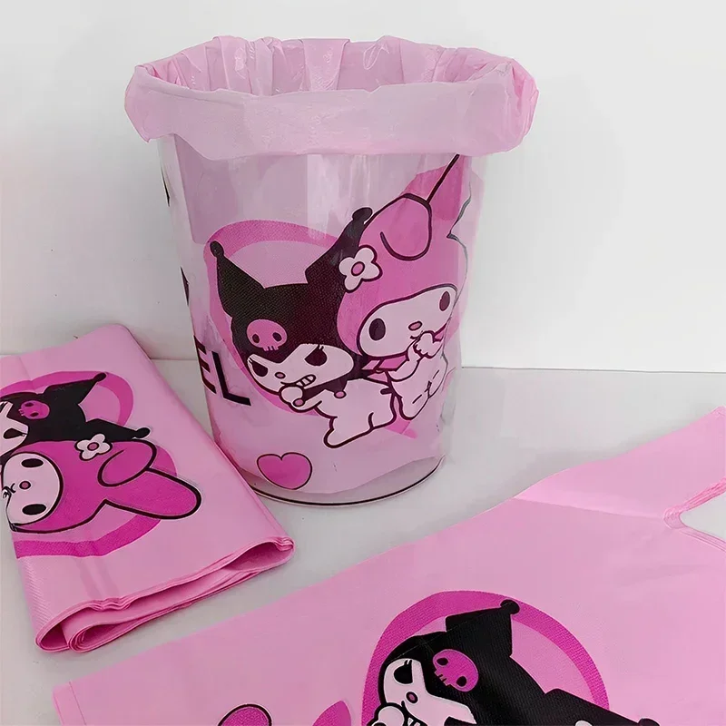 50pcs Sanrio Kawaii MyMelody Trash Bag Kuromi Pochacoo Anime Vest Style Large Thickened Handheld Household Packaging Plastic Bag