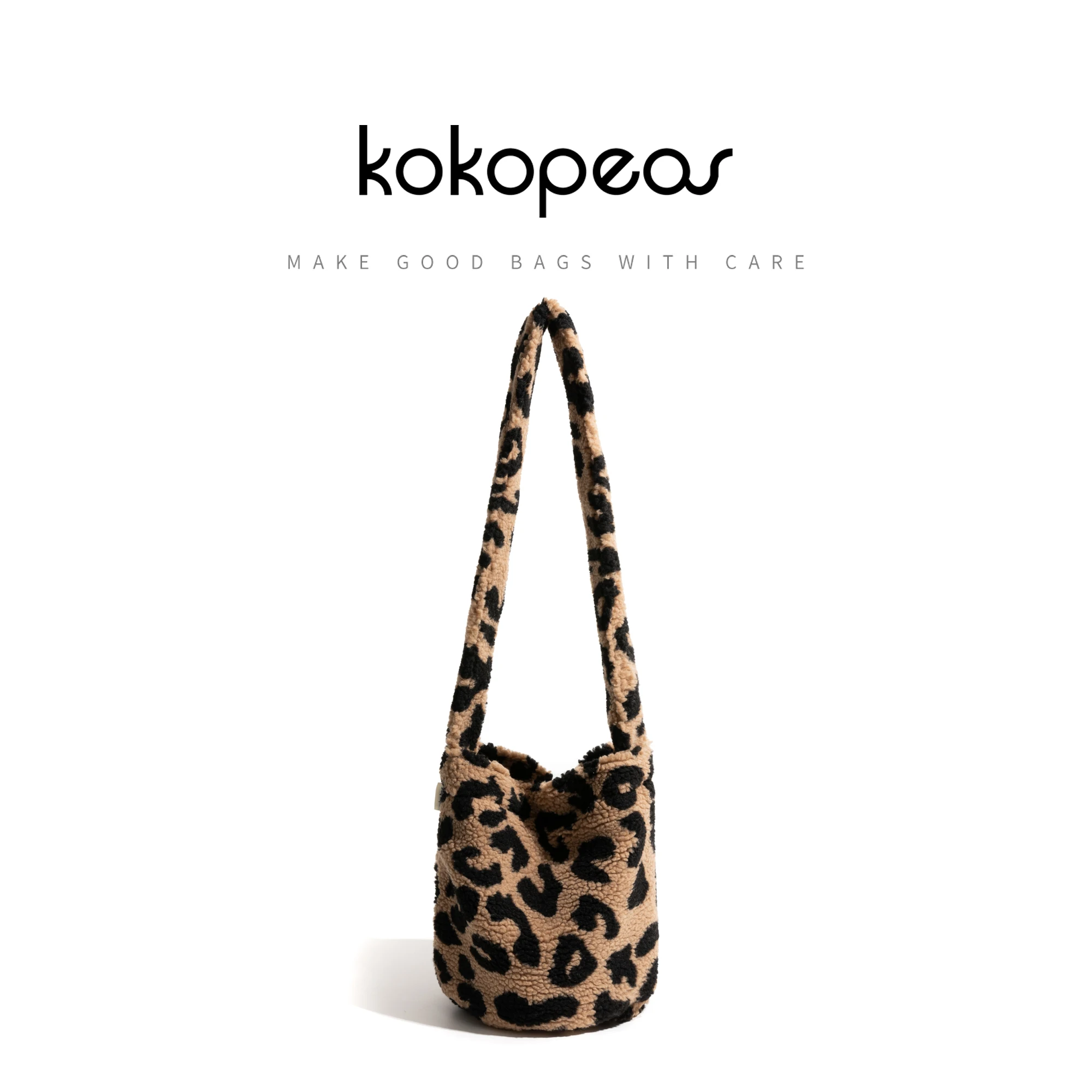 

KOKOPEAS Autumn Winter Lamb Fabric Leopard Print Phone Purse Plush Soft Shoulder Shopping Bag Ladies Fashion Crossbody Satchel