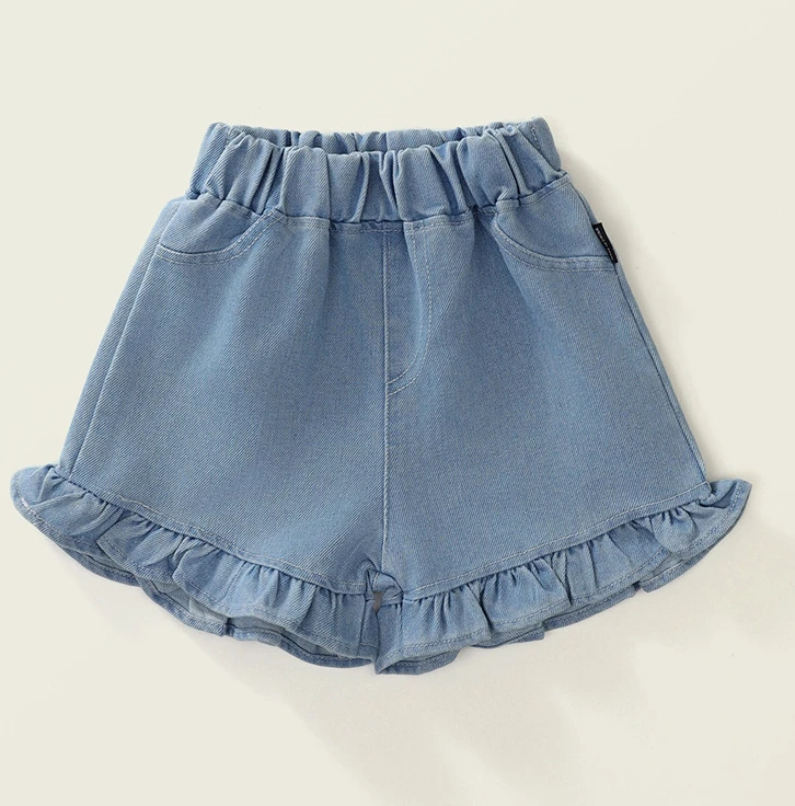 

Childrens Wear Girls Lace Shorts 2024 Summer New Edition Solid Color Versatile Jeans Summer Clothes for Girls