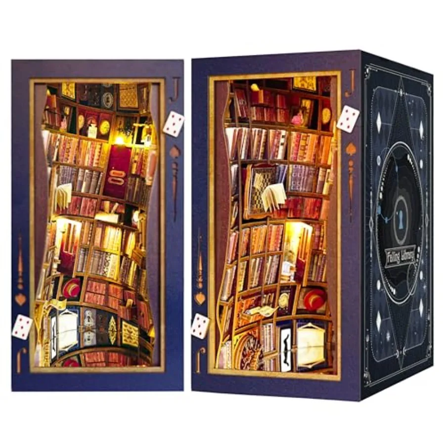 

Набор для самостоятельной сборки книжной полки-укрытия «Алиса в Стране чудес»: миниатюрный кукольный домик, 3D деревянный пазл-конструктор, модель-подставка для книг