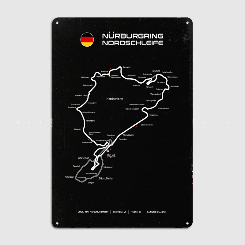 Nürburgring Nordschleife Circuit Poster Metal Custom Sign Indoor Decor Pub Club Room Decoration Bar Posters Home Wall Decor