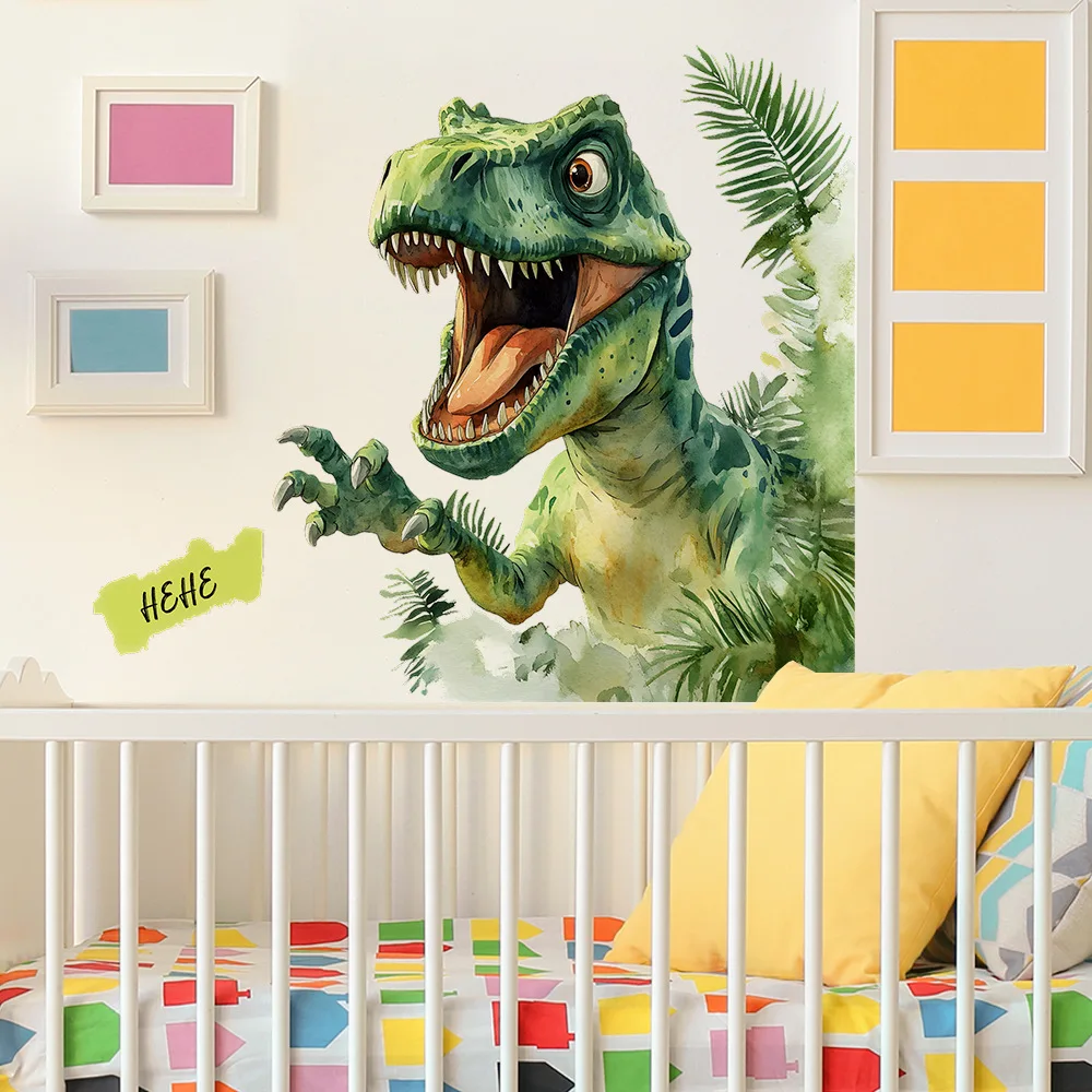 

Cartoon Painted Dinosaur Wall Sticker Kids Room Background Decor Mural For Children Bedroom Home Decoration Self-adhesive Decals