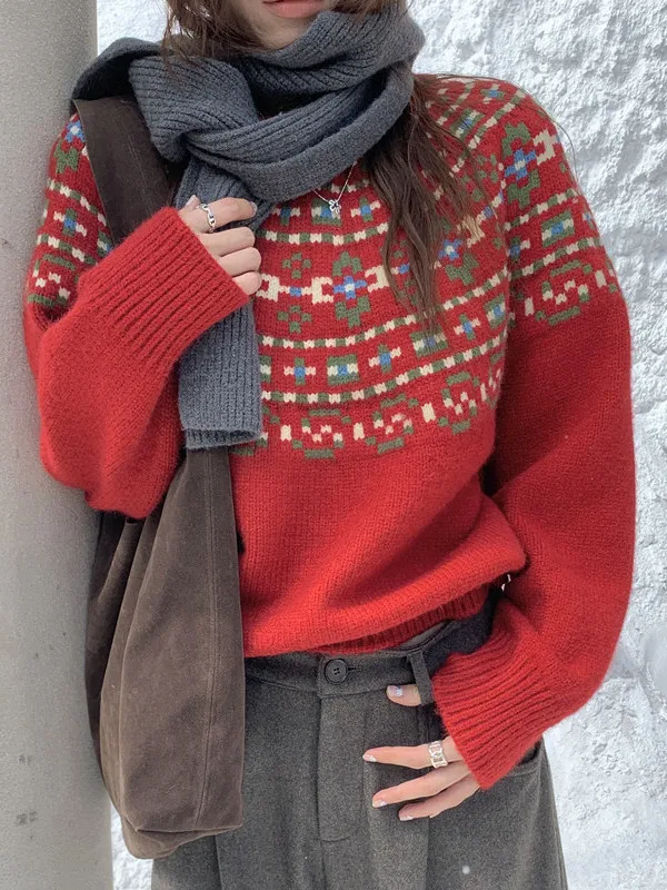 Cisas Aosphere Soft Cozy Color Blo Knit Sweater Women's Winter Faionable Island Sle Sweater Korean Loose Fit