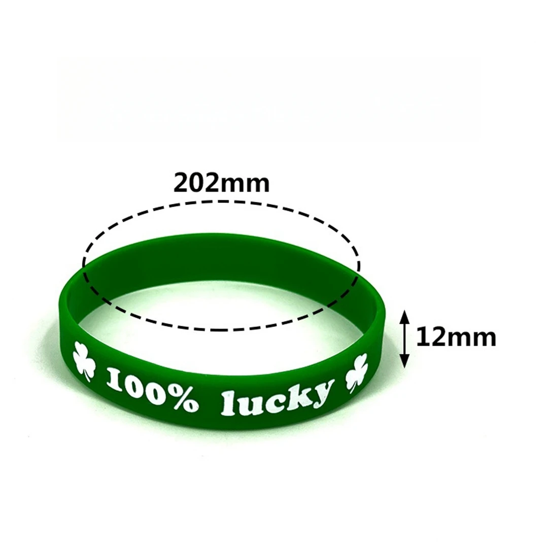 St. Patrick\'s Day Shamrock Bangle Bracelets Green Irish Rubber Wristbands Bracelet for Kids School Party Favors Supplies