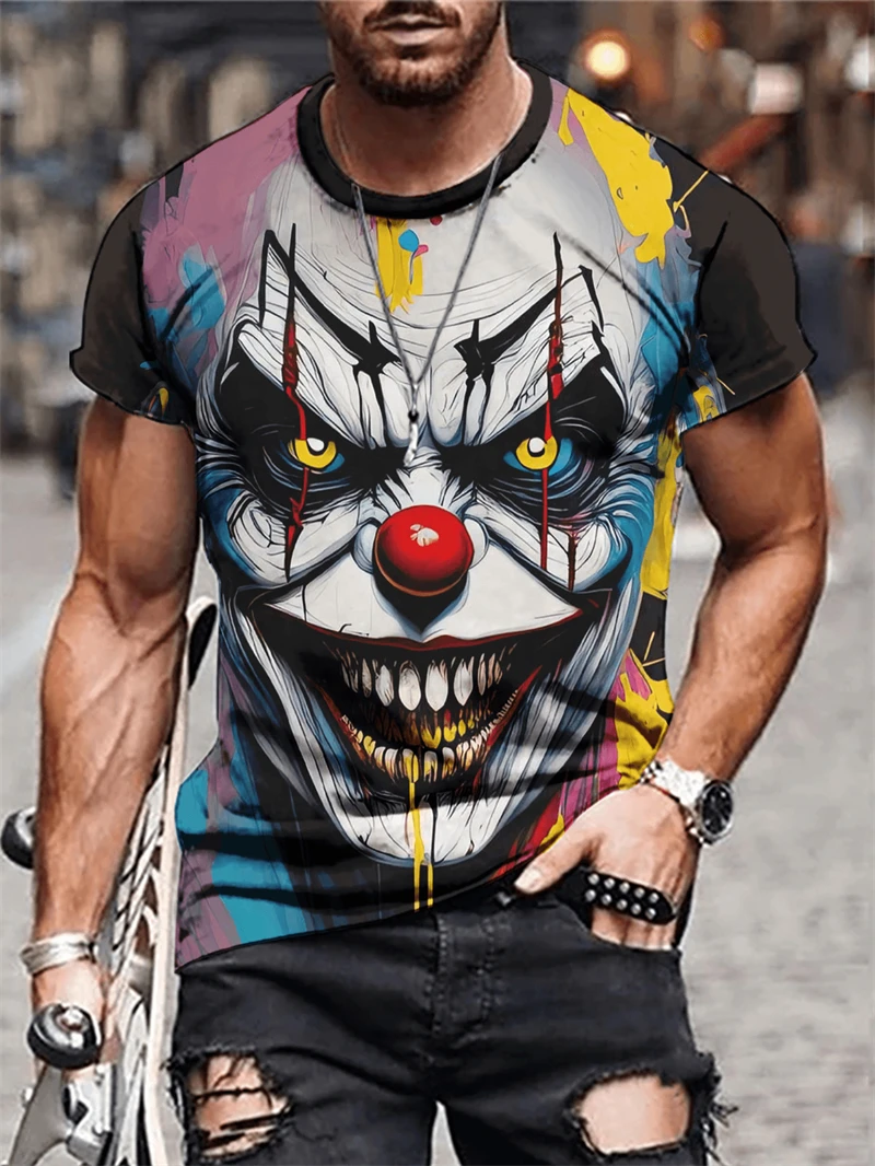 

2024 July Trending ProductsMen's Women's Fashion Funny MaskT-shirt3d Casual Cool Movie T-shirt Hip Hop Street Funny T-shirt top