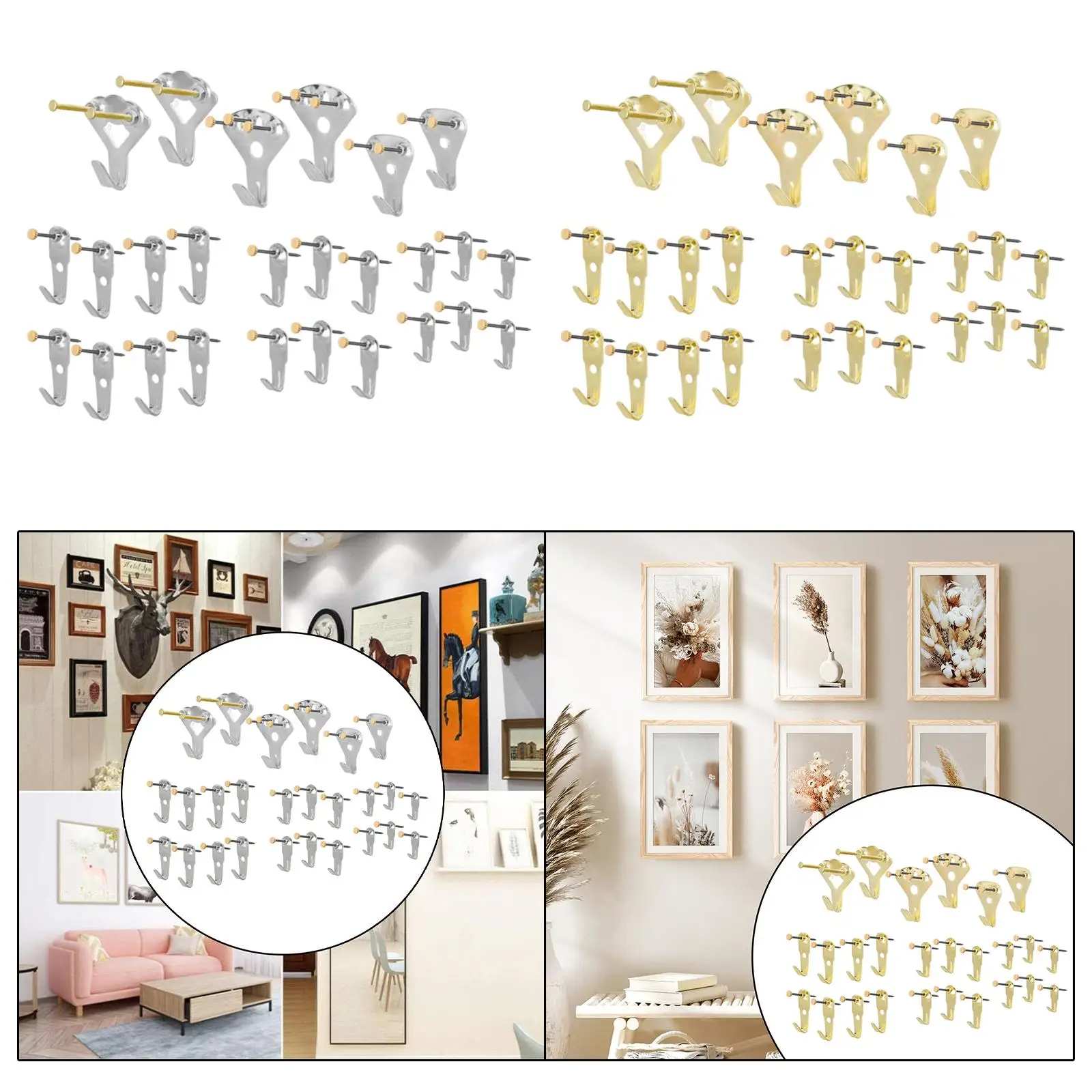 Picture Frame Hanging Kit Iron Hooks Home Wall Mounted Nails for Digital Art Exhibition Gallery