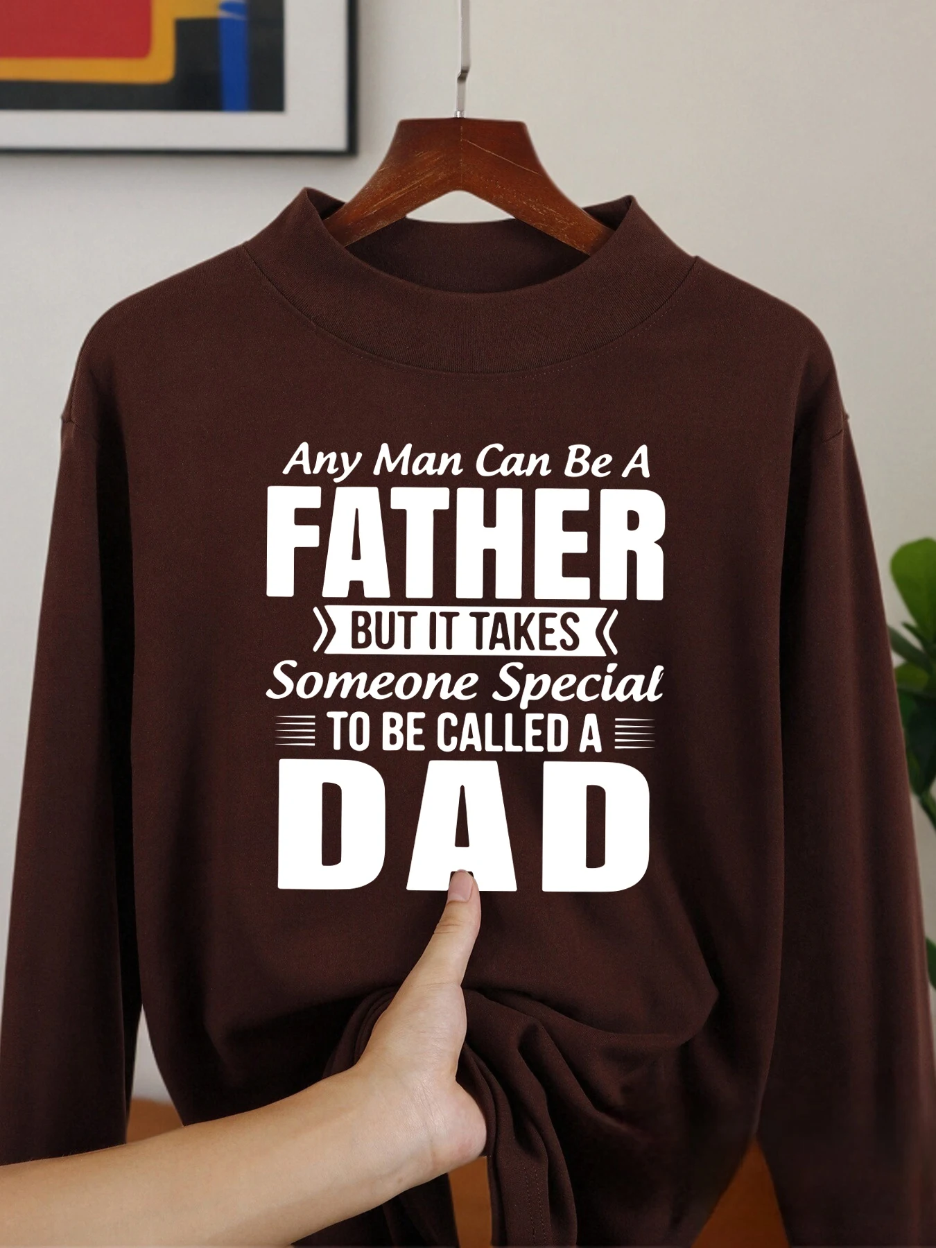 شخص شخص خاص ليطلق عليه أبي الطباعة رجل قميص طويل الأكمام الدافئة المخملية الصوف الملابس نصف الياقة العالية الشتاء القمصان