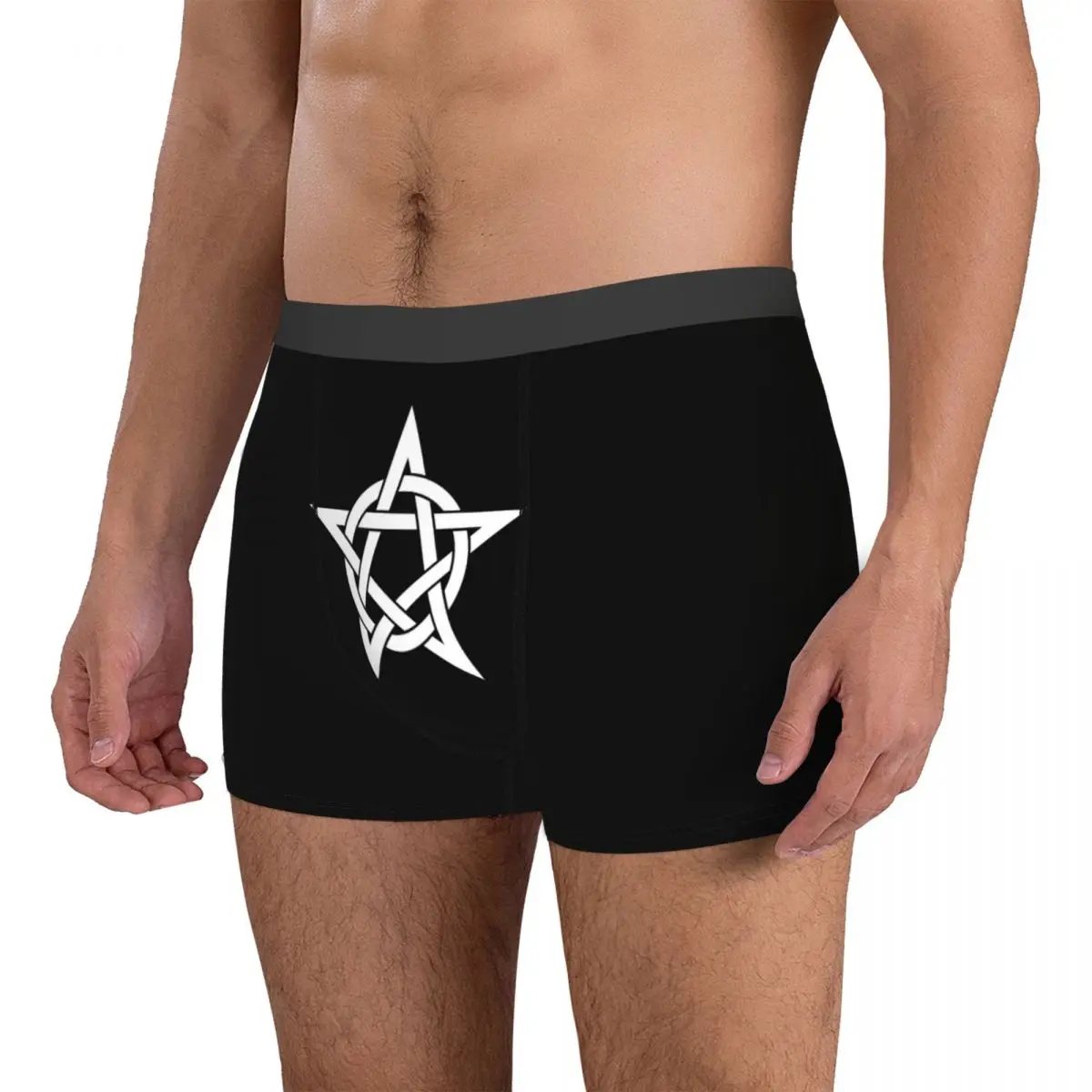 Cuecas boxer shorts pentagrama em preto e branco calcinha masculina roupa interior macia para homme homem namorado presente