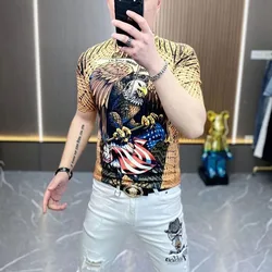 Fashion O-Neck Loose All-match Printed T-Shirt Men's Clothing 2023 Summer New Oversized Casual Pullovers Korean Tee Shirt