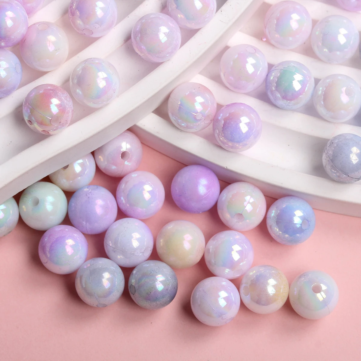 50pcs 8mm/10mm  AB Color Round Beads DIY Earrings Bracelet Jewelry Beaded Material Handmade Accessories