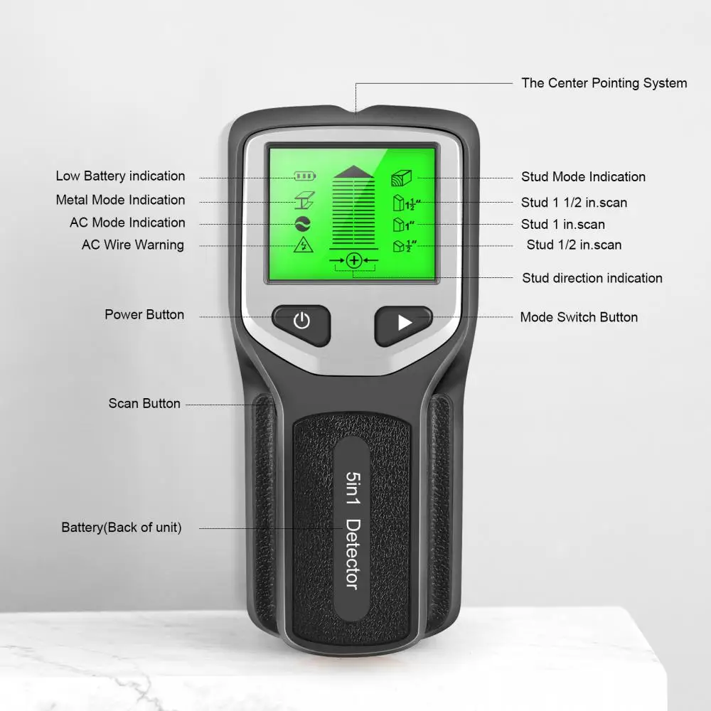 In 1 Stud Finder Wall Wood Scanner Metal Wire Cable Detector Pipe Tester Meter Electric Automatic Alarm Stud Finder