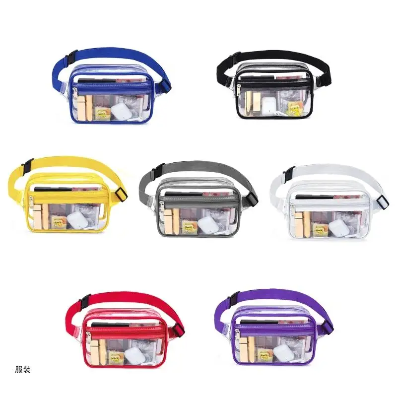 

D0UD Clear PVC Purse Transparent Beach Bag Crossbody Purse Bag Adjustable Strap Clear Purse Chest Purse for Concerts, Sports