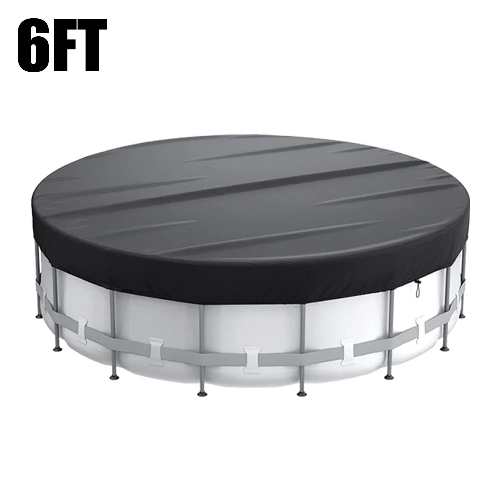 6/8ft Round Swimming Pool Cover Provide Swimming Pool Protection Waterproof Leaf-proof Polyester Cover Dustproof Pool Blanket