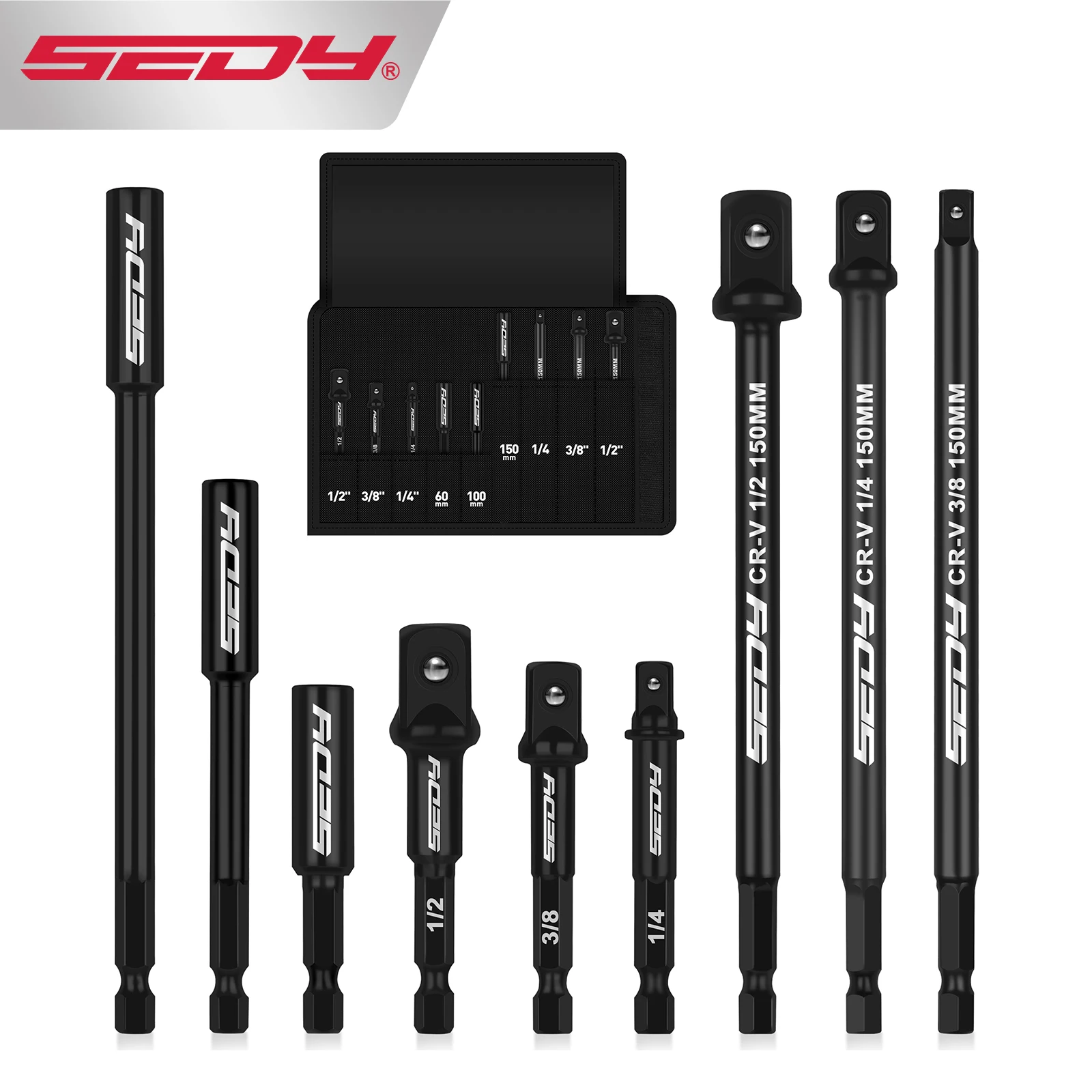 SEDY 9-Piece Impact Socket Adapter Set (1/4
