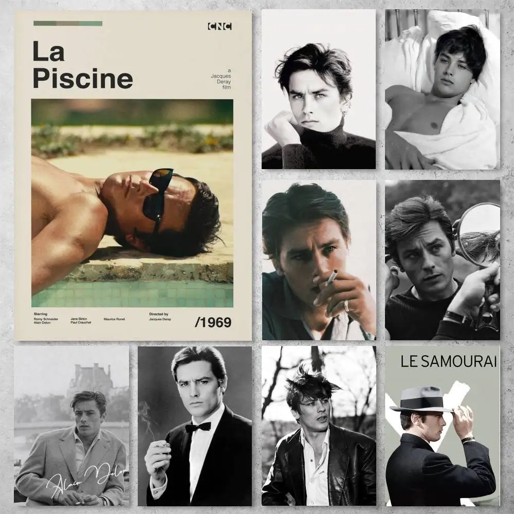Póster adhesivo de la celebridad Alain Delon, decoración del hogar en HD, pared adhesiva impermeable, decoración estética para el hogar, sala de estar, Bar