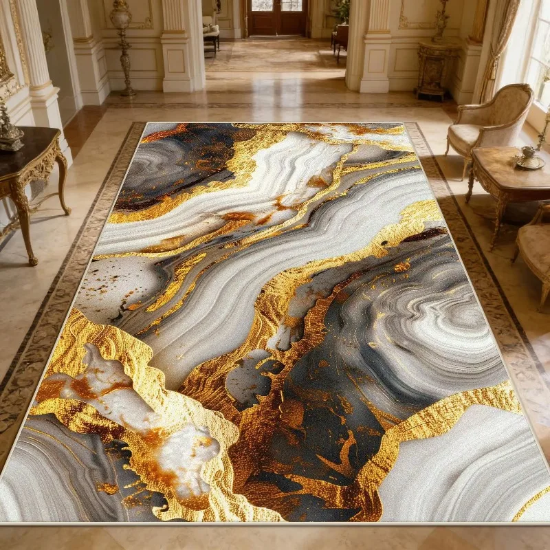 Modern Marble Swirl Pattern Flannel Rug Abstract Vein Print Floor Mat for Living Room Bedroom Home Decor Fluid Texture Carpet