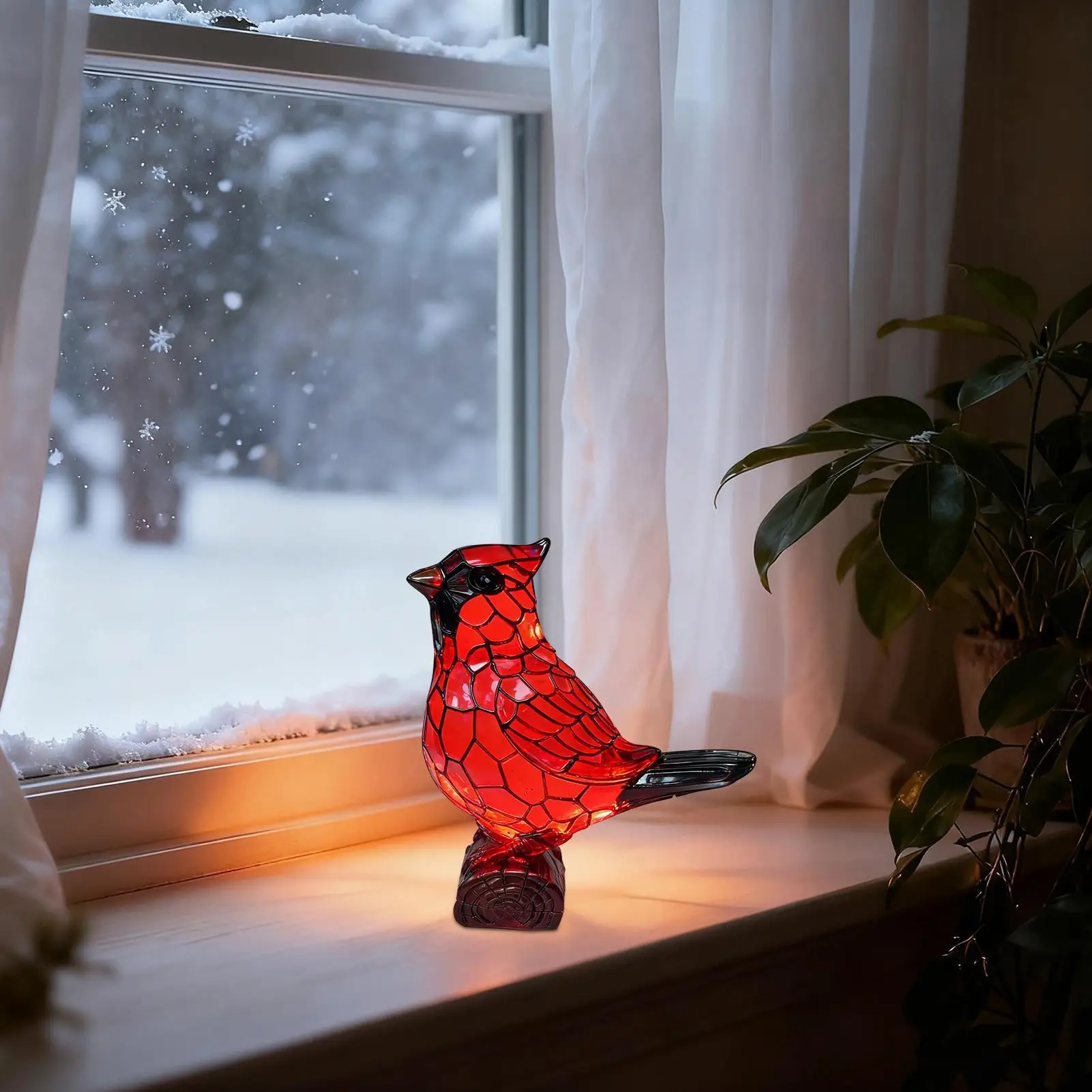 Bird Lamp Resin Red Bird Desk Accessories Bedside Lamp For Living Room Bathroom Nursery Reading Corner Dorm Hotel Apartment