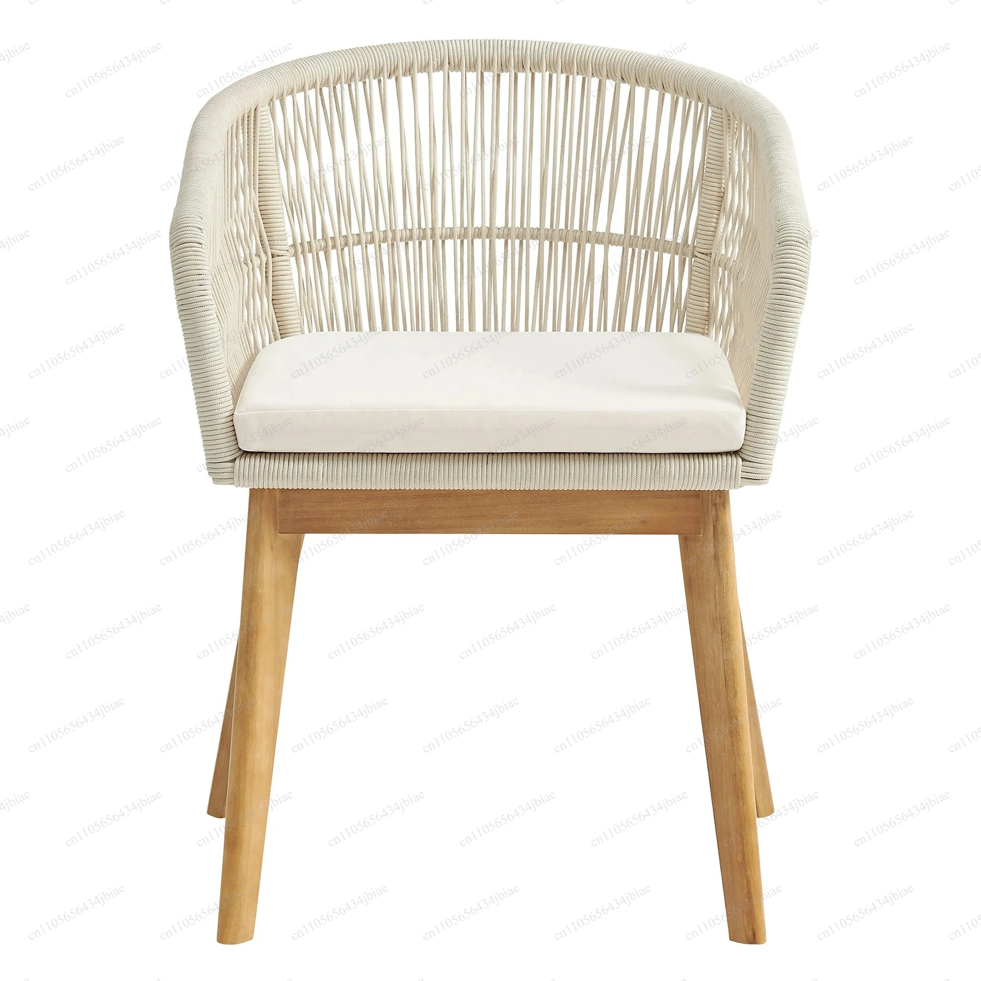 Wicker Rope Outdoor Dining Chairs Stackable Garden Furniture Rattan
