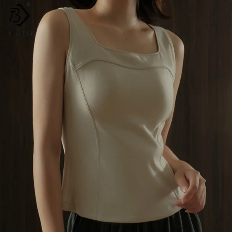 

Birdtree, женская майка из смешанного шелка с подкладкой, жилет со встроенным бюстгальтером, однотонная осенняя рубашка без рукавов 2025, женские майкиT5N219JF