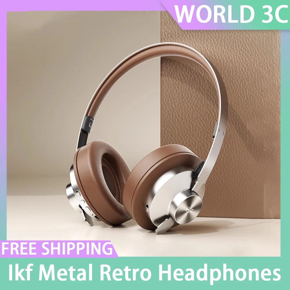 Ikf Metal Retro Headphones Wireless Portable Lightweight Headsets Stereo Bass Customization Headphones Sport Noise Reduction