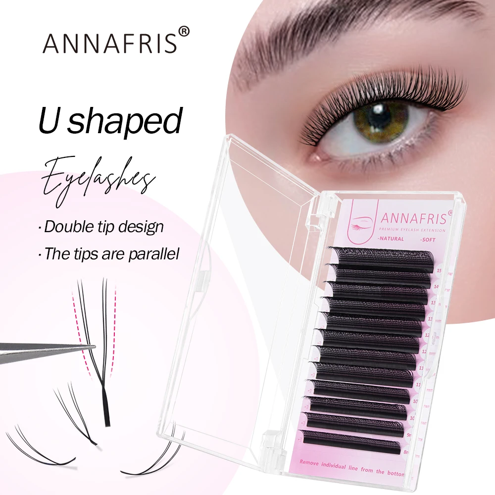 

ANNAFRIS U Shape YY False Eyelashes Double Tips 2D YY Eyelash Extensions Natural Soft Hand-wowen Premade Fan Lashes ﻿