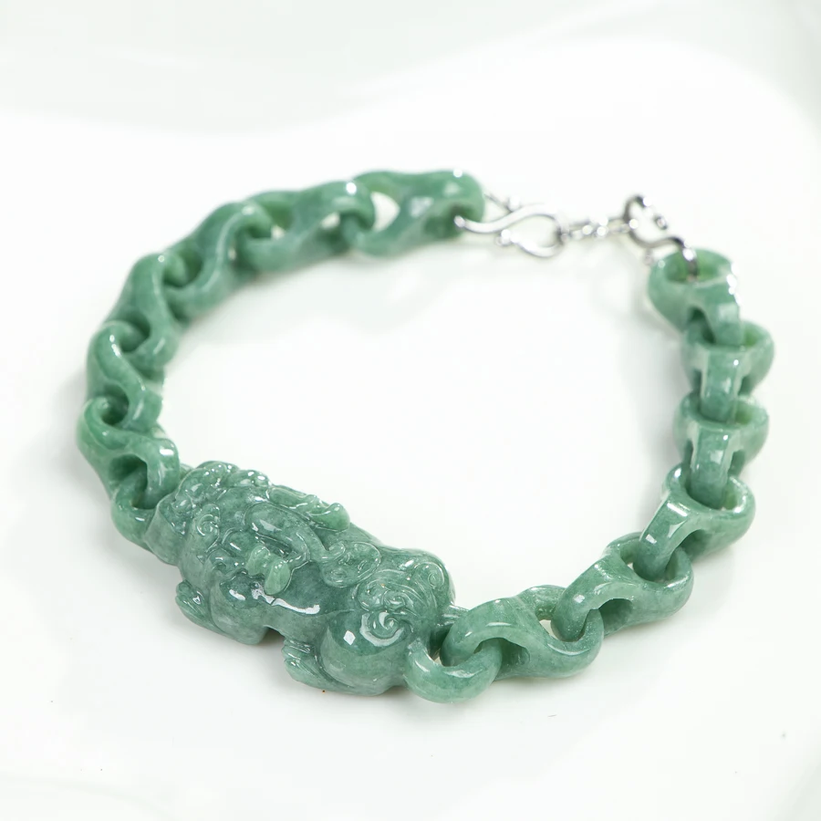 

TIMESWIND Original A-type Jade Green Interlocking PIXIU Men Women Titanium Steel Bracelet Fashion Jewelry with Certificate