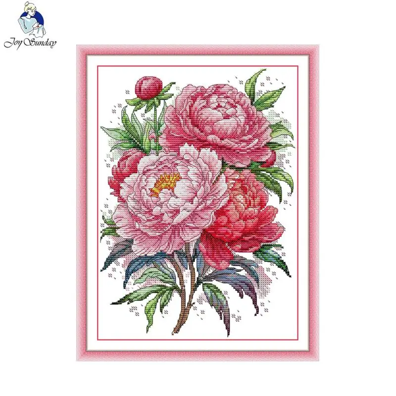 

Joy Sunday Peonies In Full Bloom Pattern Набор для вышивки крестом Домашнее украшение Подарочная заводская розетка DMC 16CT 14CT 11CT Ручная вышивка