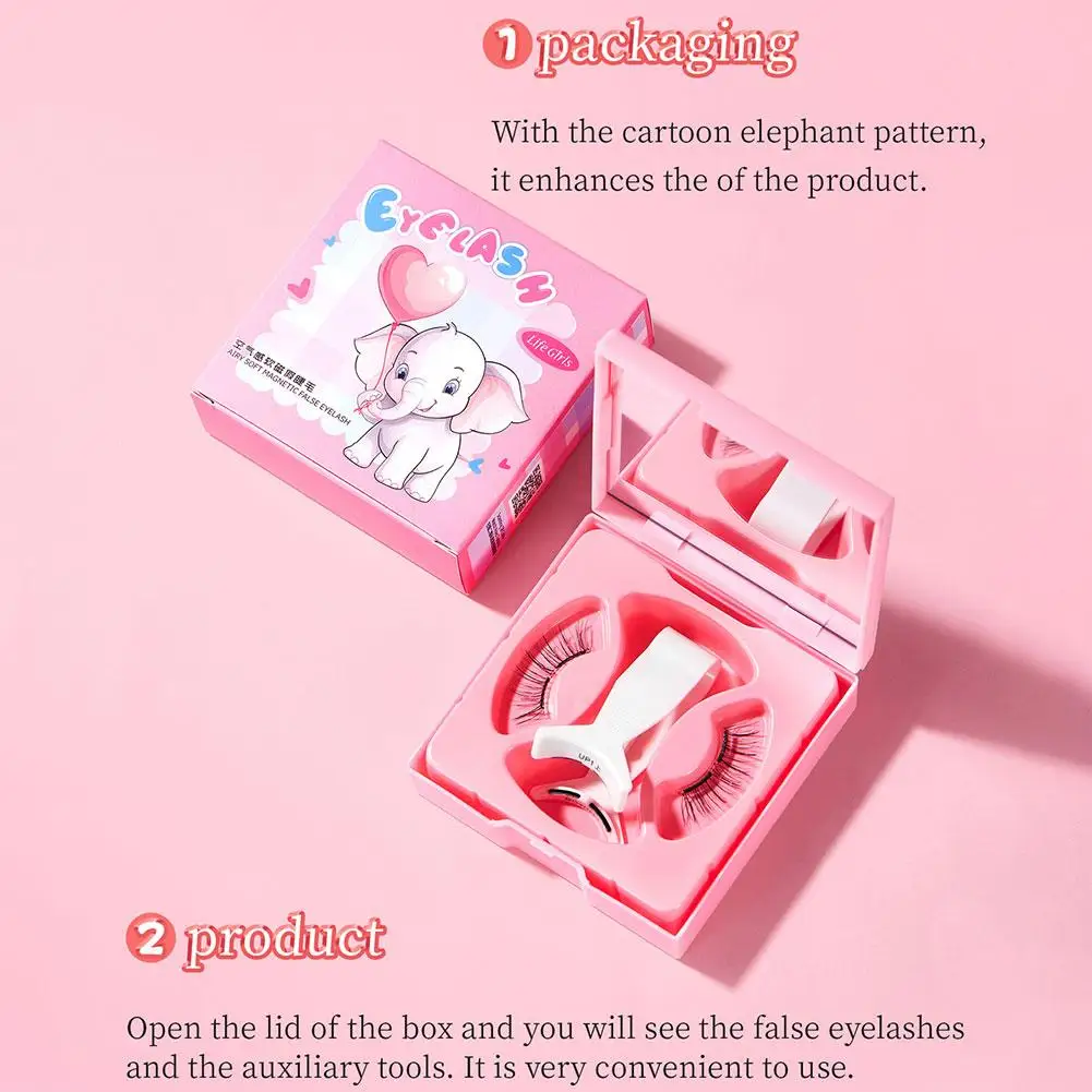 韓国アイドル風 マグネットつけまつげ 新しい小悪魔風 太め3Dまつげ ソフト 再利用可能 アプリケーター付き フェイクミンクメイク