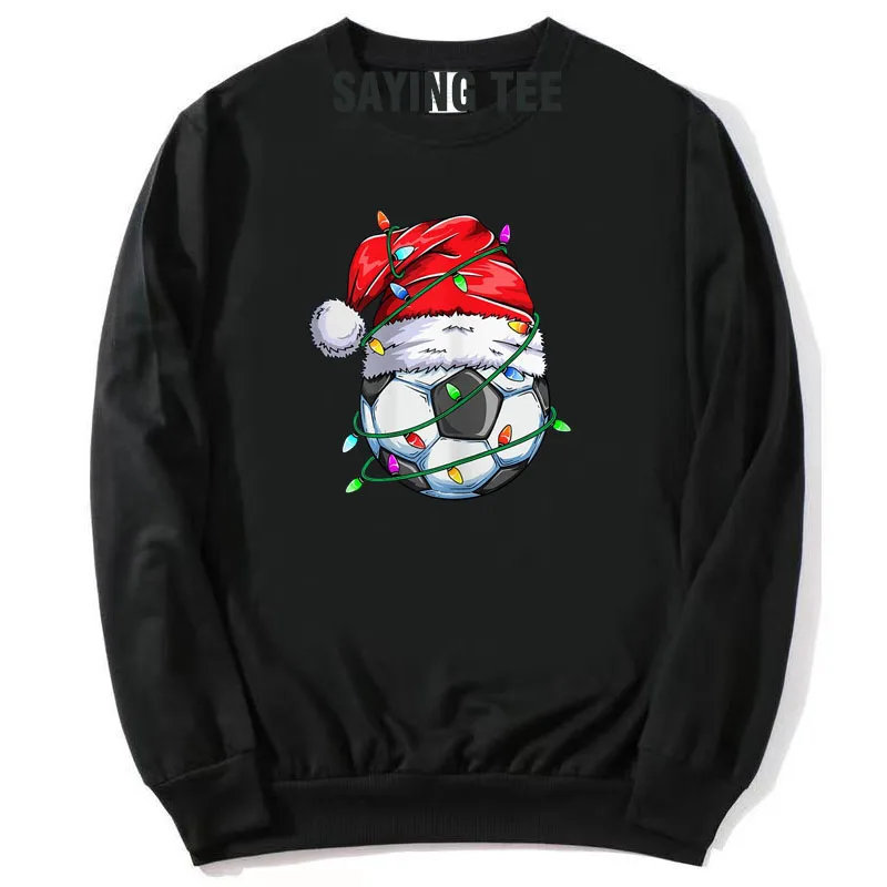 

Santa Soccer Ball Sports Design-Christmas Soccer Player Pullower Sweater Gift Football Lover Graphic Cotton Sweatshirt Xmas Tops