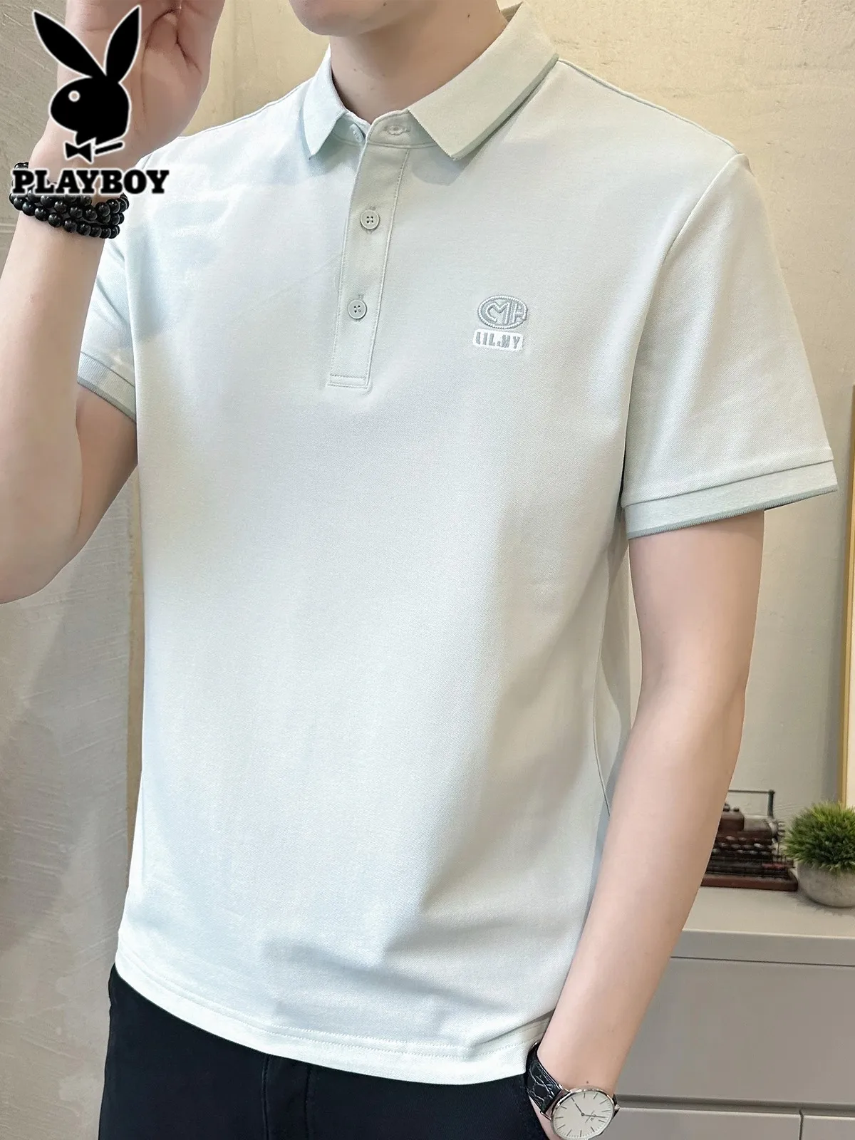 

Мужская футболка-поло из хлопка пике с отложным воротником, летняя, модная, свободного кроя, молодежная