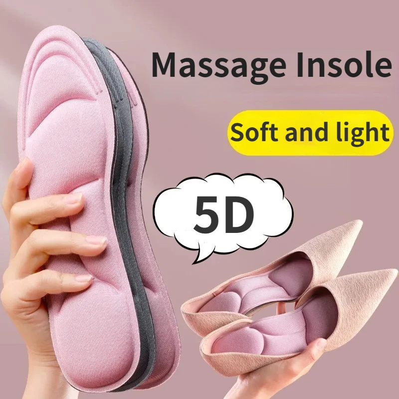 5D Insoles for Shoes Shock Absorption Breathable Cushion Running Insoles for Feet Men Women Orthopedic Arch Support Insoles