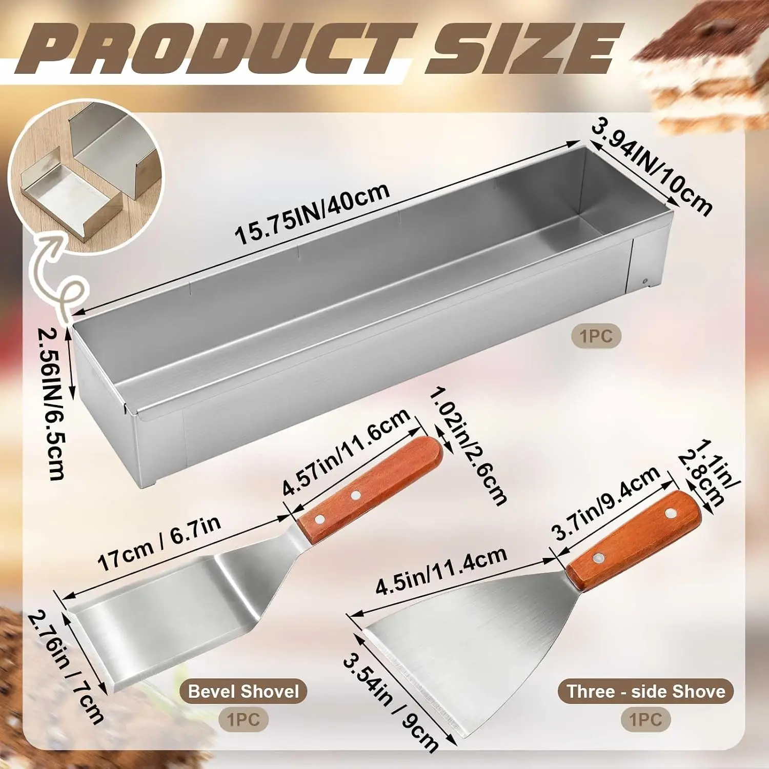 1 Pack Rectangle Tiramisu Pan Removable 15.75 X 3.94 X 2.56 Inch,with Acrylic Lid,2 Metal Spatula,Removable Frame