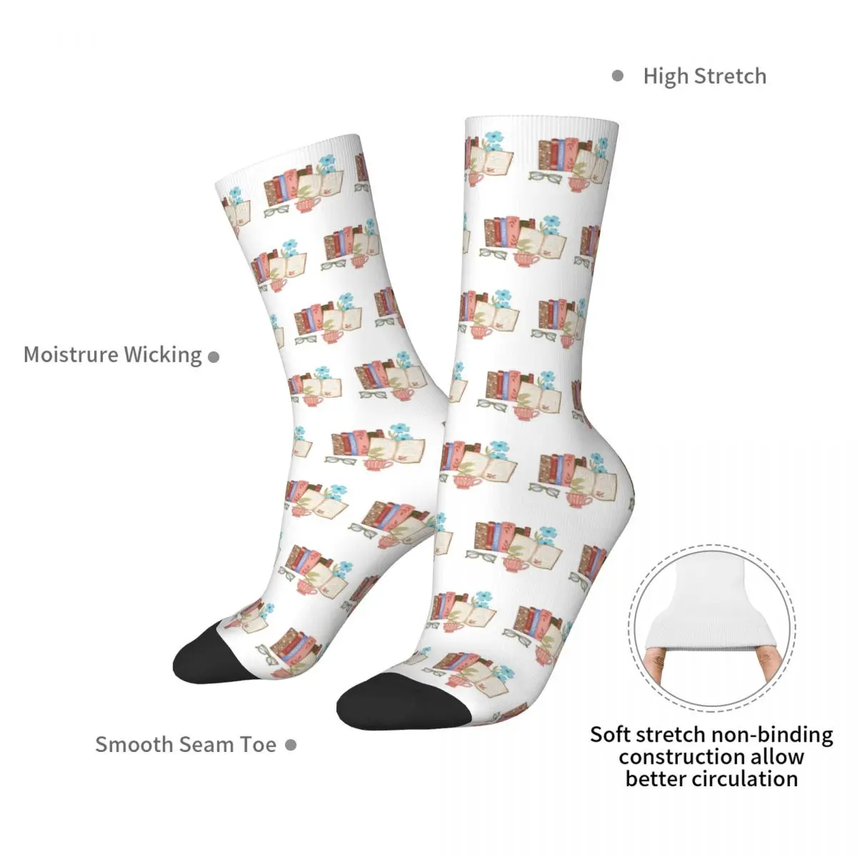 It\'s Always Time To Read Unisex Winter Socks Hiking Happy Socks Street Style Crazy Sock