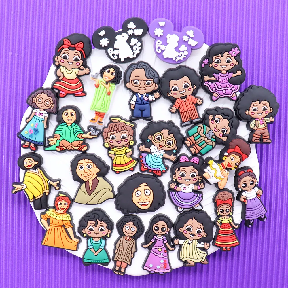 1-25Pcs El Encanto Magical Girls Mirabel Slippers Shoes Buckle Charms Children Decorations DIY Party Gift