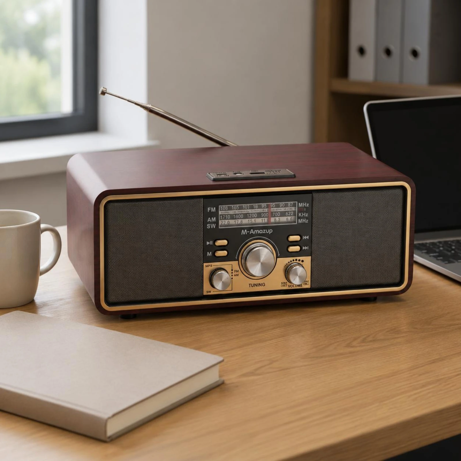 Wooden Bluetooth Speaker USB Charging AM Broadcast Band Radio Speaker Audio Device Great Reception Easy to Use