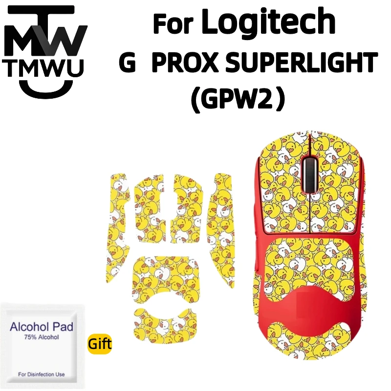 For Logitech G PRO X SUPERLIGHT GPW2 Gaming Mouse Grip Tape Pre-Cut Anti Slip Sweat Resistant PTFE Feet Skates Alcohol Pad Gift