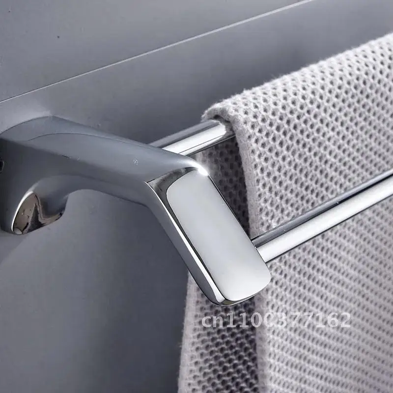 Afbeelding 5: Matzwart roestvrij staal badkamer dubbele handdoekplank rek bad bar houder accessoires rail handdoek handdoek badkamer hanger