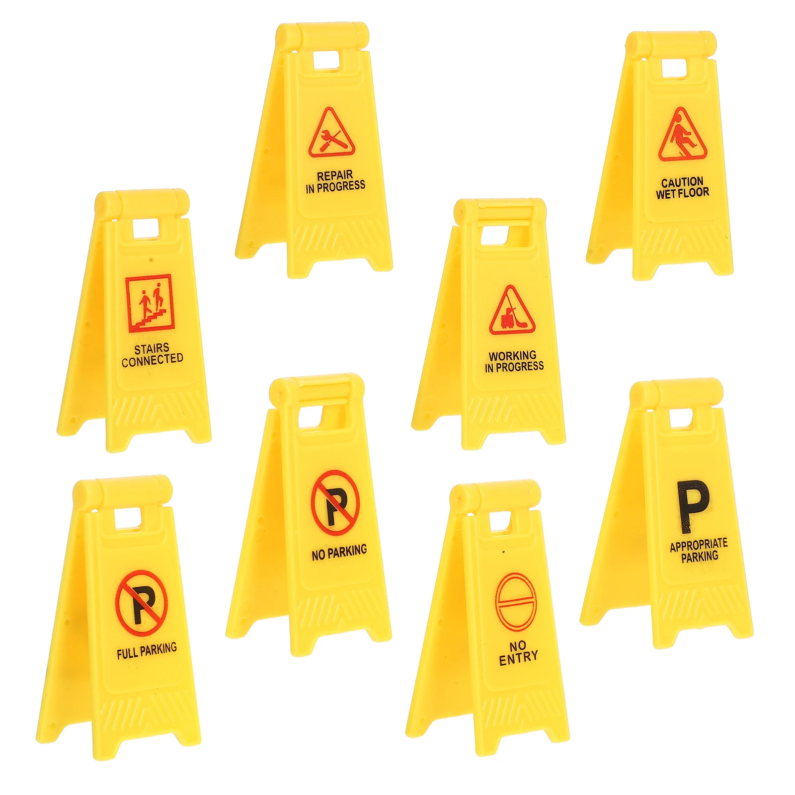 

8 Pcs Children's Transportation Toys Street Road Signs Stop The for Kids Playing Yellow Construction Traffic Mini