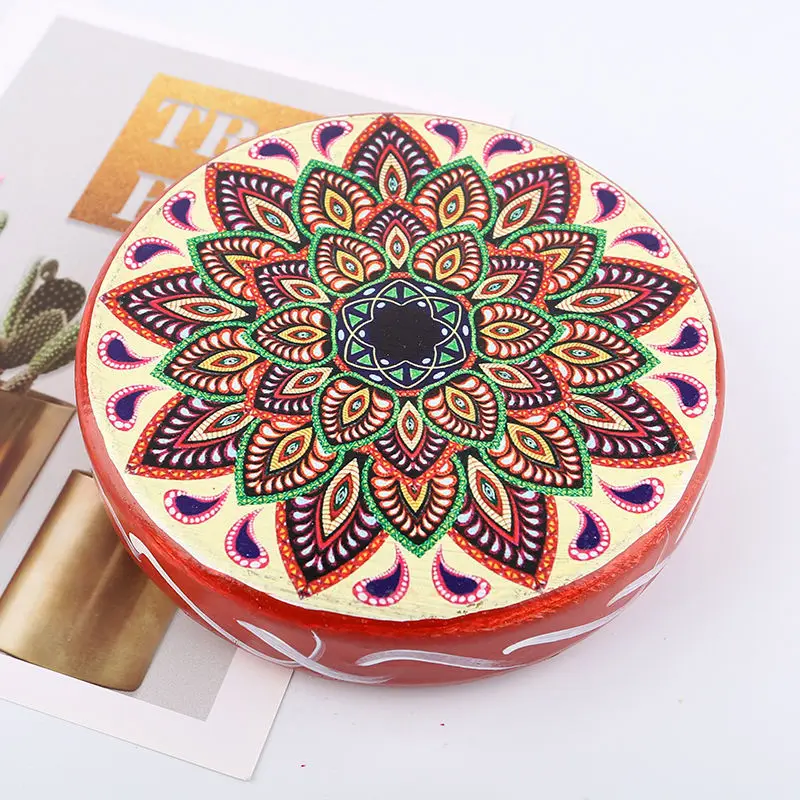 Dia 25Cm Printed Shaman Drum Fashion Sound Healing Tool Tunable Membrane Frame Draum Musical Instrument Percussion