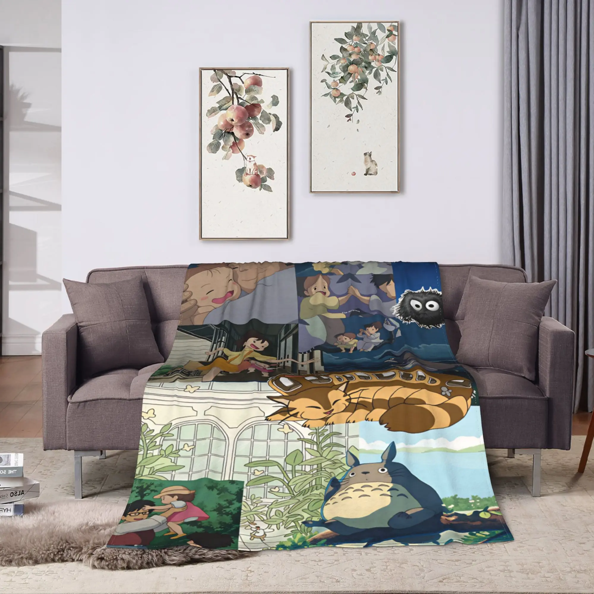Totoro Flannel Blanket  Soft Warm Throw Blanket for Home Decor Decorative Pattern Bedspread Sofa Bed Cover