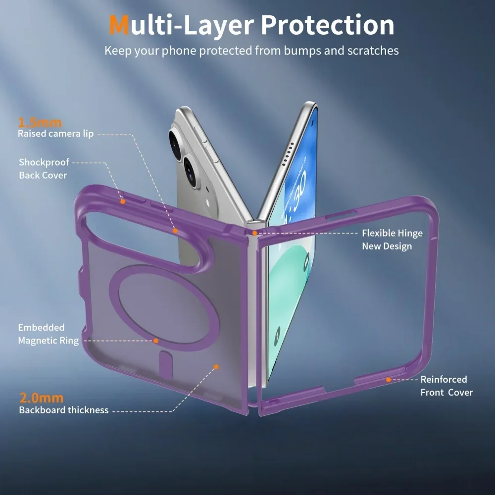 Slim Matte Translucent For Magsafe Case For iPhone Duo duo DUO Fold Wireless Charging Shockproof Back Front PC Hard Cover