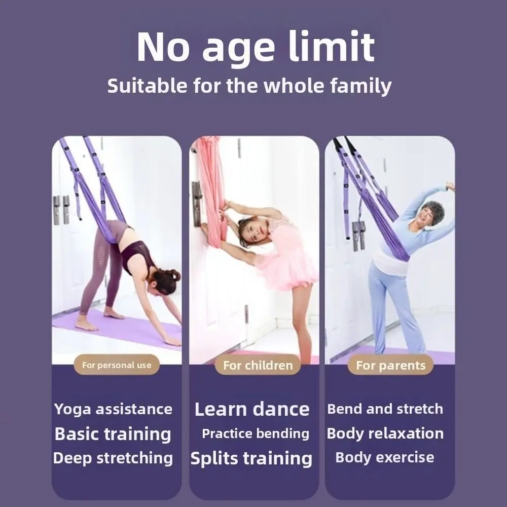 Adjustable Women Aerial Yoga Strap Elastic Stretch Resistance Auxiliary Aerial Yoga Hammock Swing Anti-Gravity Door Hanging