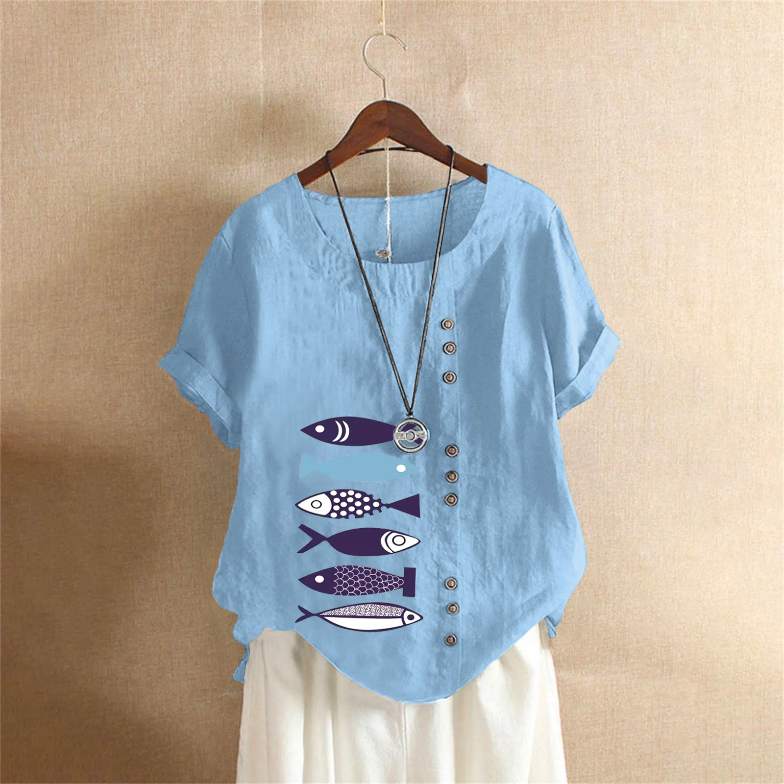 

Лето 2022, женские хлопковые льняные рубашки с коротким рукавом, винтажная длинная свободная женская блузка с цветочным принтом, повседневный женский топ