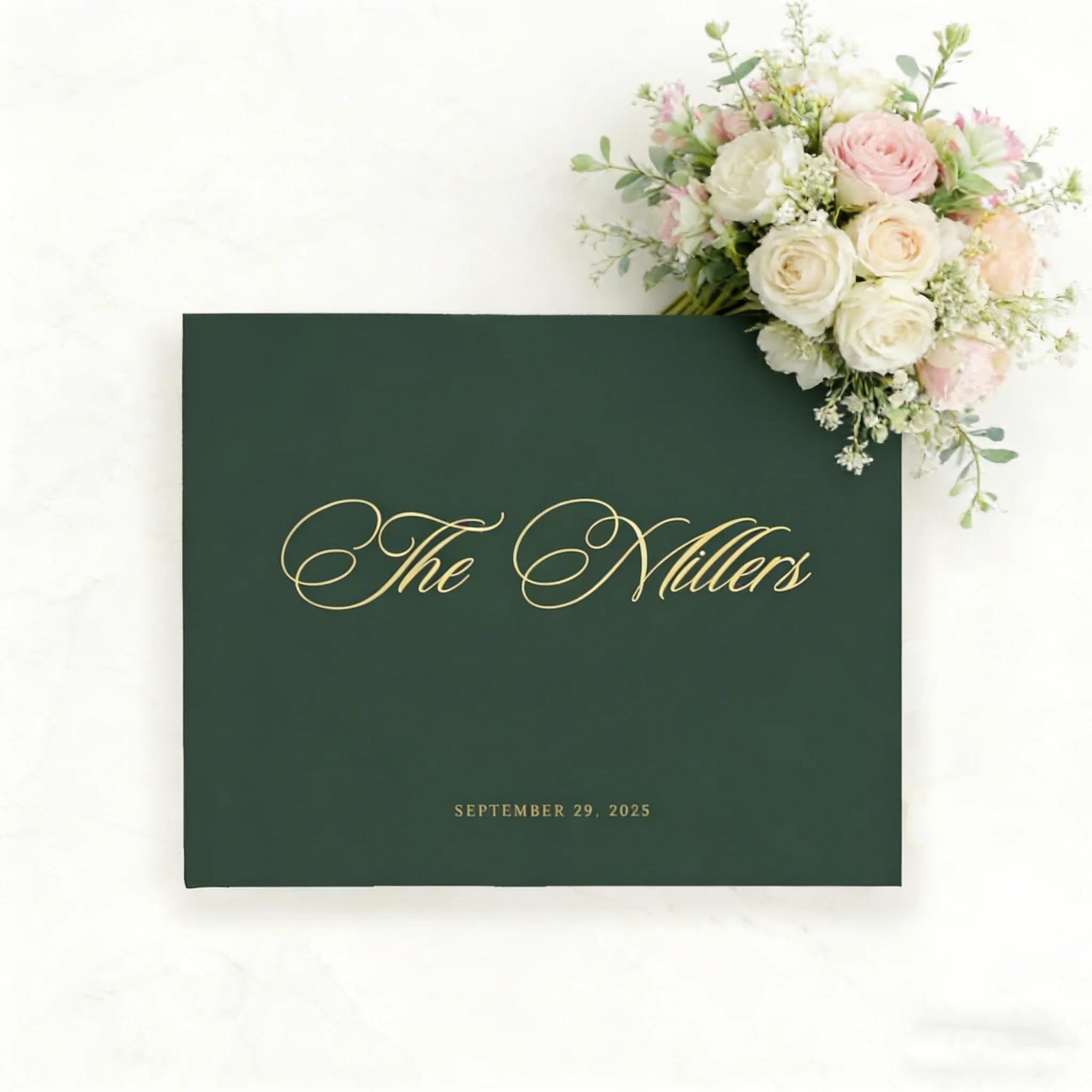 

Be Our Guest Wedding Guest Book, Navy & Rose Gold Elegant Signature Album with Color Options A006