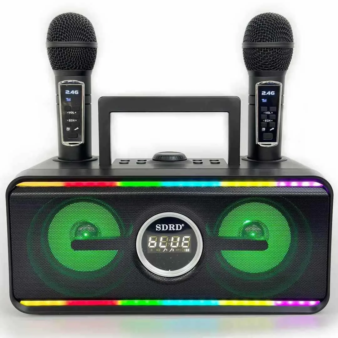 SD216 مكبر صوت بخاصية البلوتوث قابل للنقل DJ المحيطي ستيريو لاسلكي بصوت عال آلة 2 ميكروفون كاريوكي مجموعة المتكلم للحزب في الهواء الطلق