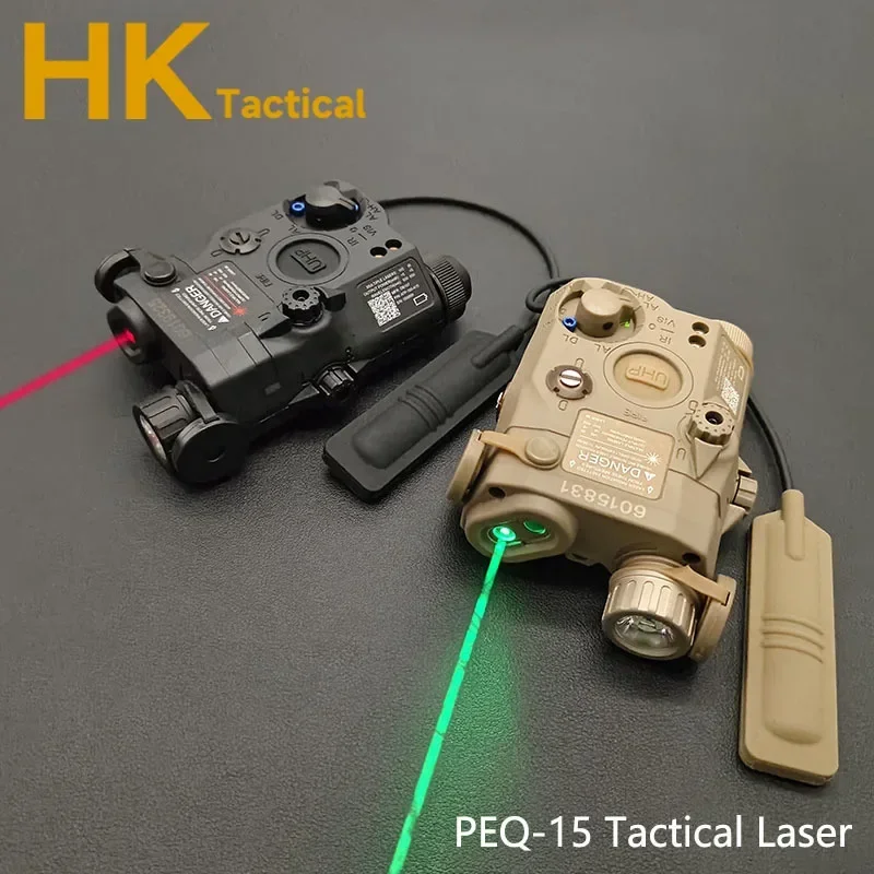 Airsoft Indicator PEQ15 Red Green Double Laser Version Tactical Red Green Dot/IR Fill Light/White LED Laser Device Fit 20MM Rail