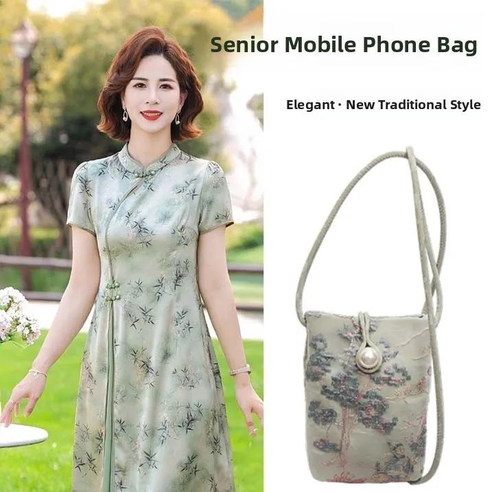 

New Chinese Sle National Faion Embroidered Crossbody Phone Pouch for Middle-Aged And ly Women Special Mom Coin Purse
