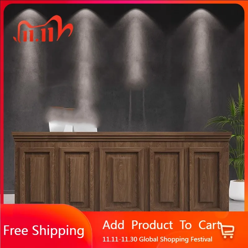 

Wood Hotel Reception Desks Salon Beauty Welcome Aesthetic Reception Desks Restaurant Executive Mostrador Commercial Furniture